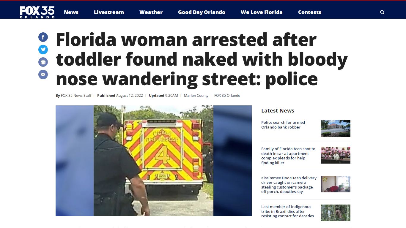 Florida woman arrested after toddler found naked with bloody nose ...